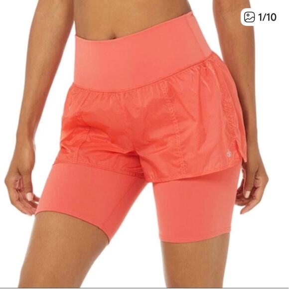 ALO Yoga High-Waist Circuit Shorts Double Vision Bike Athletic Sz XS - Picture 1 of 8